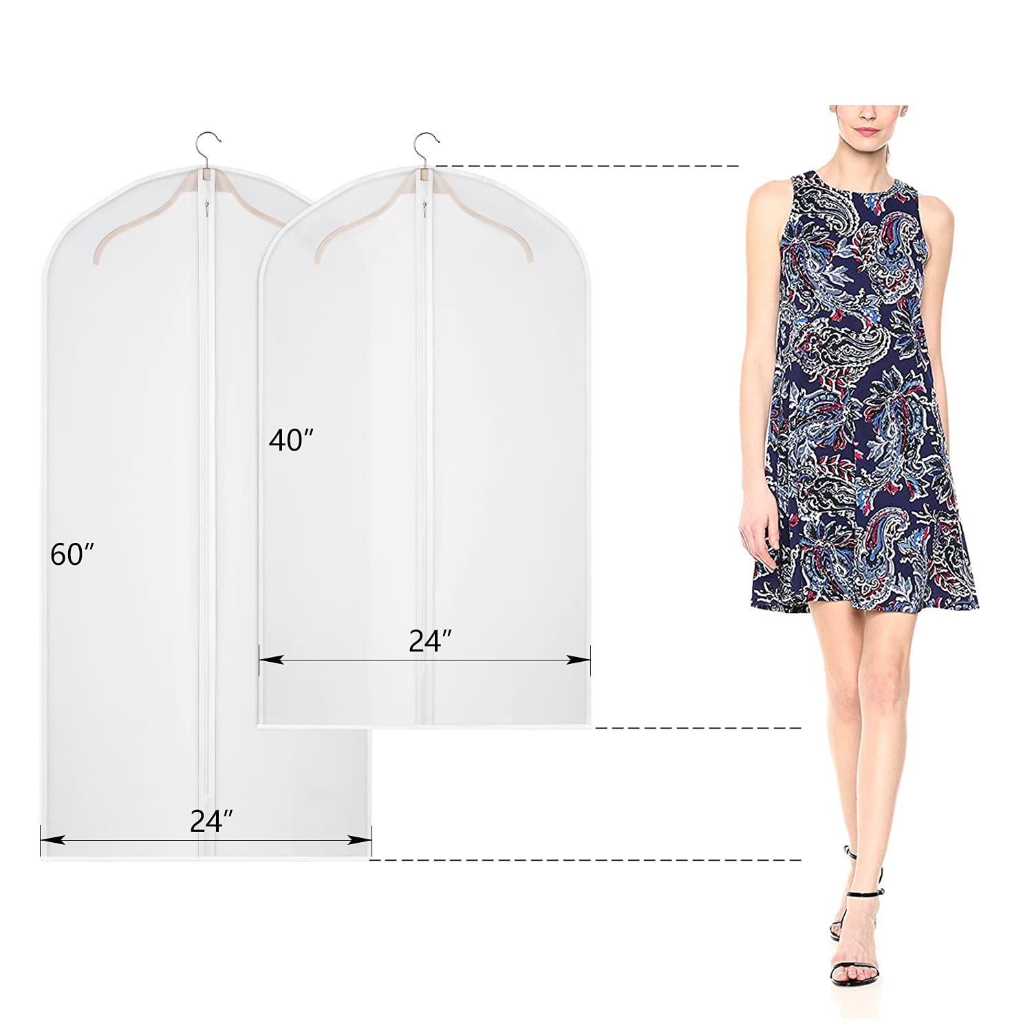 Univivi 16-Pack Clear Garment Bags for Dresses & Suits, 24