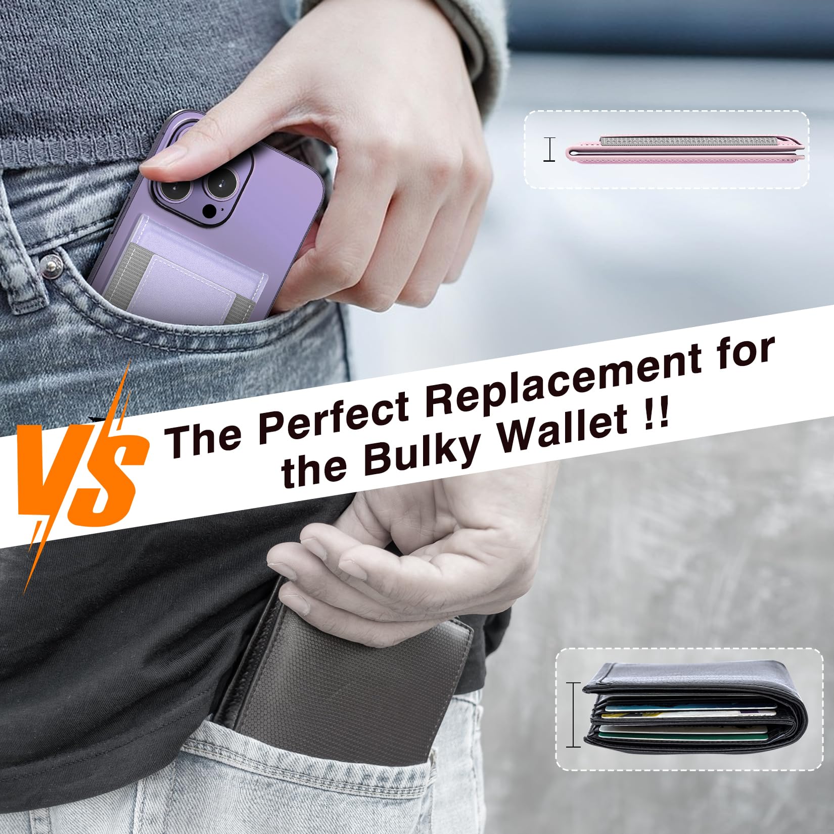 Magnetic Leather Wallet for iPhone 16/15/14/13/12 - 6 Card Holder with MagSafe & RFID Blocking - Slim Phone Wallet for Everyday Carry, Travel & Business Use