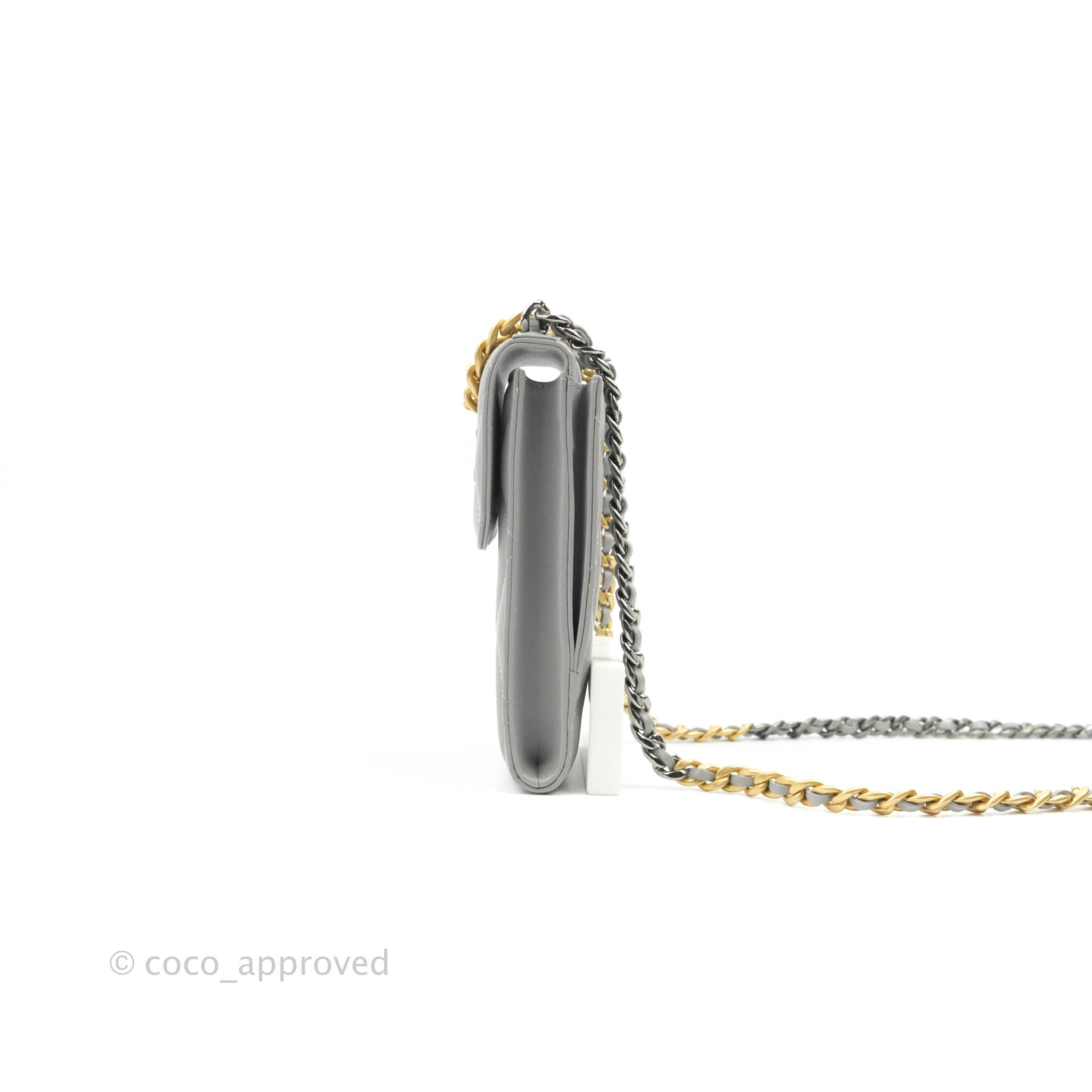 Chanel 19 Grey Mixed Hardware Phone Holder - Luxury Designer Phone Case for iPhone & Android - Perfect for Everyday Use, Travel & Fashion Accessories