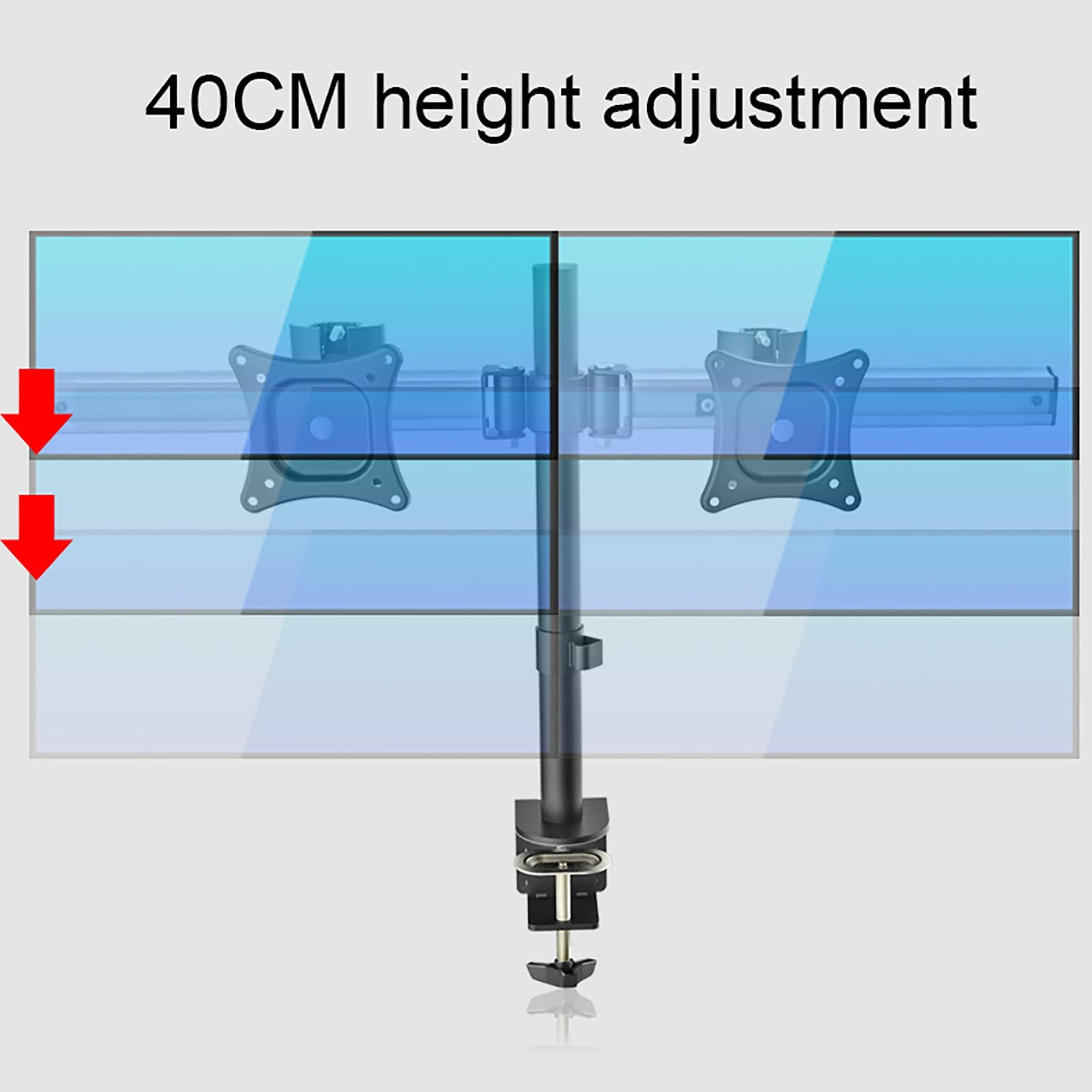 Universal TV Stand Monitor Mount - Adjustable Dual Monitor Stand for 15-27 Inch Screens, Heavy Duty C-Clamp & Perforated Base, Supports 2.2-22lbs per Arm - Perfect for Home Office, Gaming Setup & Workstation