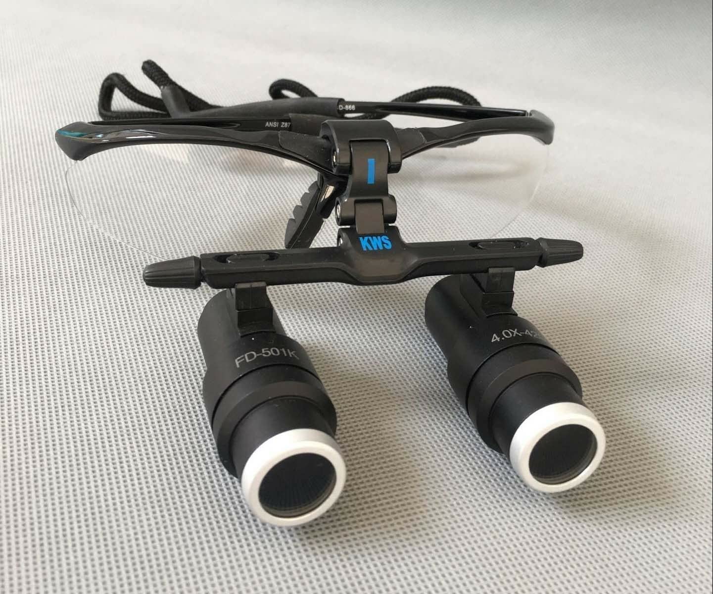 FD-501K 4.0X420mm Magnifying Binocular Loupe - Professional Medical Dental Glasses with LED Light for Dentists, Surgeons & Jewelers - Perfect for Precision Work & Detailed Inspections