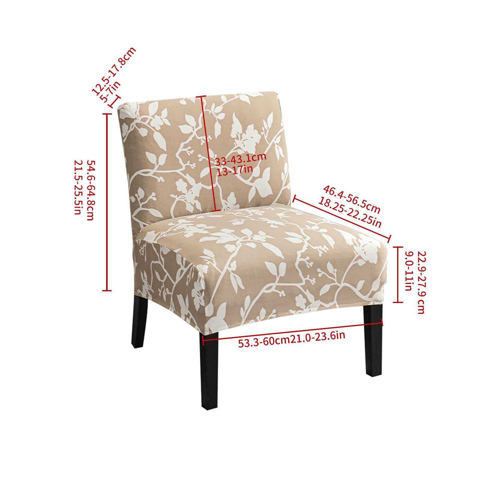 Eco-Ancheng Washable Removable Armless Chair Slipcover - Printed Accent Furniture Protector for Living Room, Dining Room, Hotel (Perfect for Home Decor, Guest Seating & Commercial Spaces)