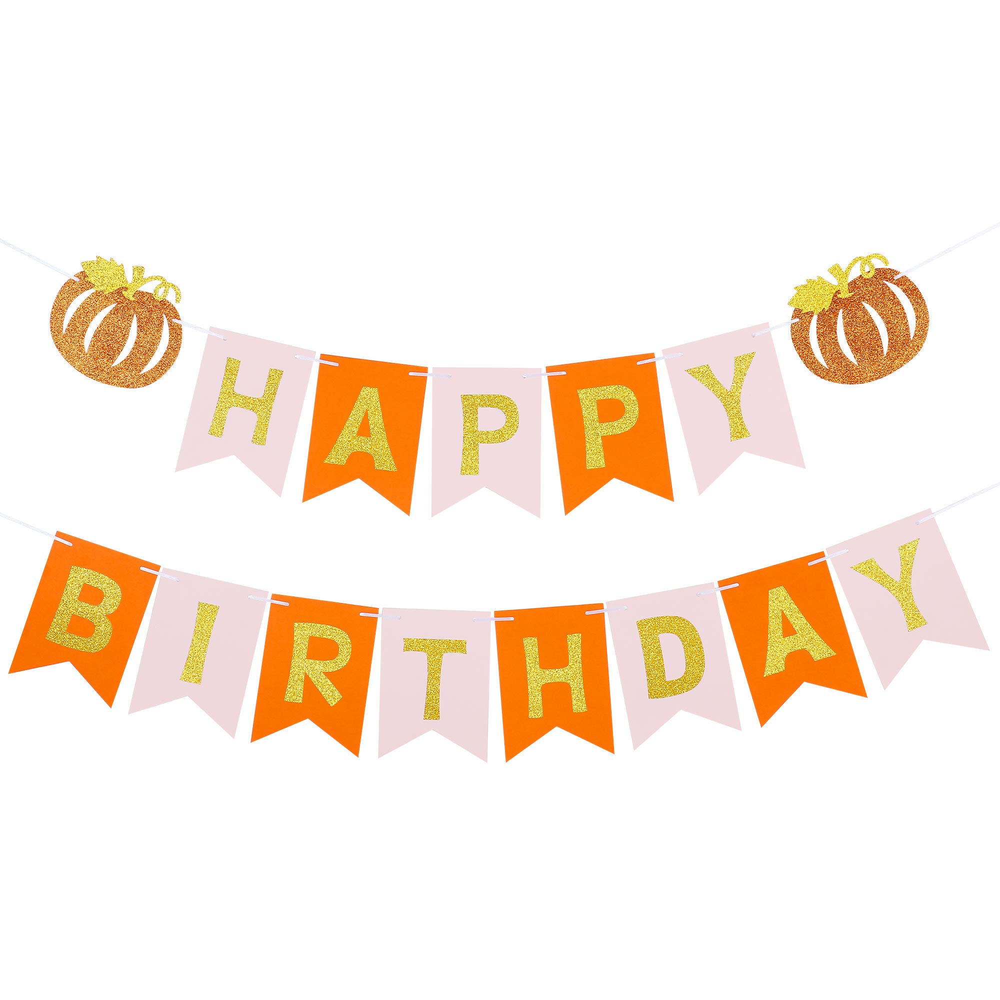 Happy Birthday Pumpkin Banner - Fall Thanksgiving Party Decorations for Pumpkin Themed Birthday Celebrations | Perfect for Autumn Festivities, Halloween Events & Seasonal Home Decor