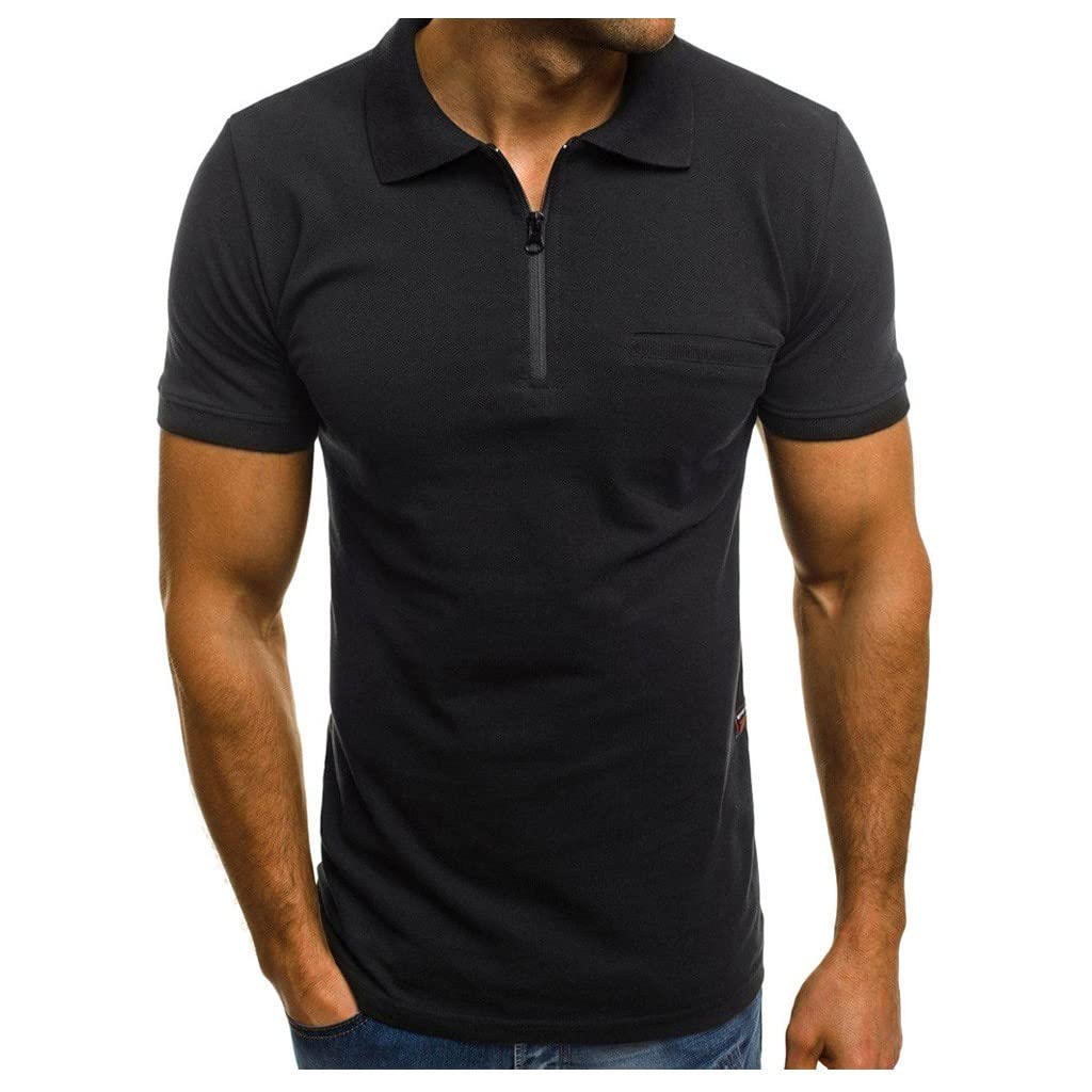 Stylish Slim-Fit Men's Short Sleeve Casual Shirt with Pocket - Breathable Comfort Dress Shirt for Work & Outdoor Activities - 2-Pack Set