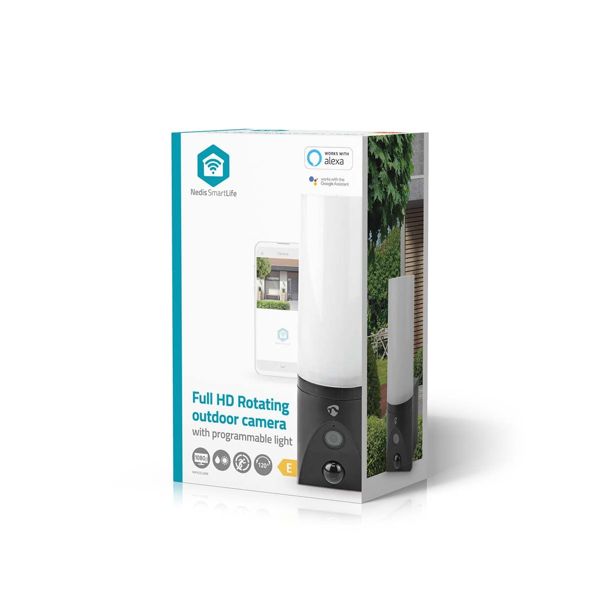 2MP SmartLife WiFi Outdoor Security Camera with Rotatable Lens, Built-in LED Light - Perfect for Home, Garage, and Backyard Surveillance