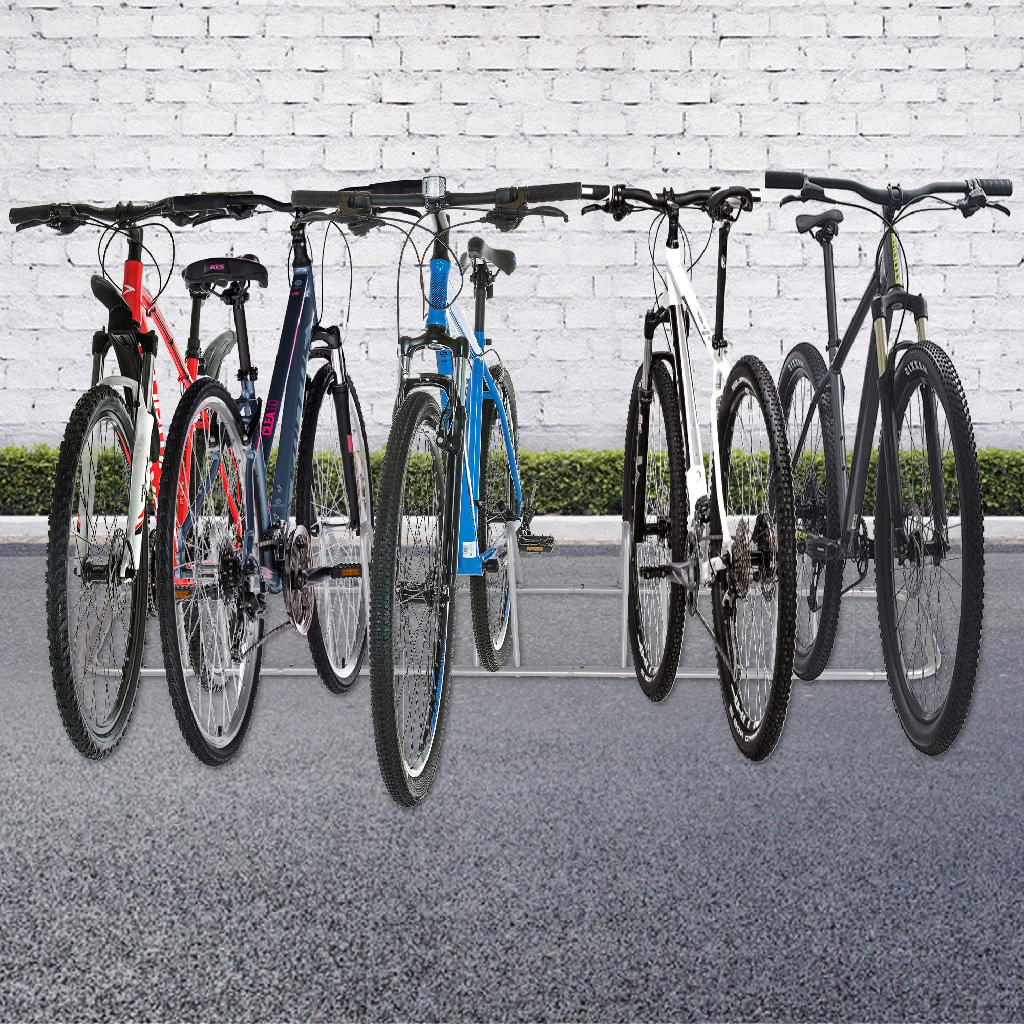 LUCKYERMORE 5 Bike Floor Stand - Heavy Duty Removable Bicycle Parking Rack for Mountain, MTB, Kids & Road Bikes - Indoor Outdoor Garage, Yard & Storage Solution for Bike Organization