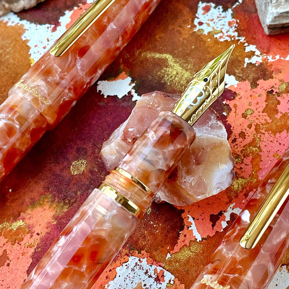 Esterbrook Estie Oversize Fountain Pen - Petrified Forest Design with Gold Trim | Premium Writing Instrument for Calligraphy, Journaling & Gift Giving