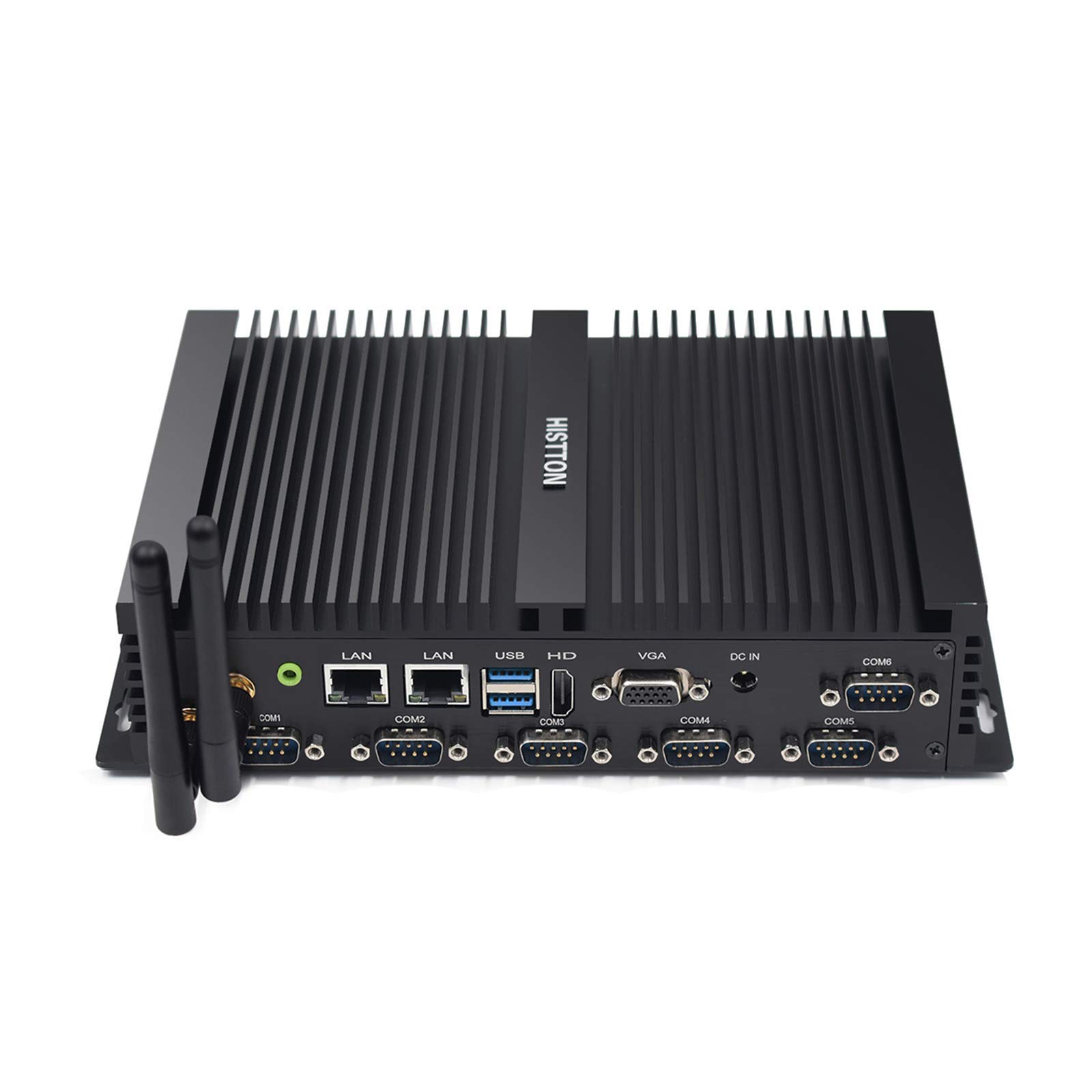 Fanless Industrial Mini PC - Intel Core i5-4200U, 8GB RAM, 128GB SSD, Dual LAN, BT4.0, HDMI/VGA Ports, 6 RS232 COM - Windows 10 Pro/Linux Compatible - Perfect for Factory Automation, Digital Signage & Embedded Systems