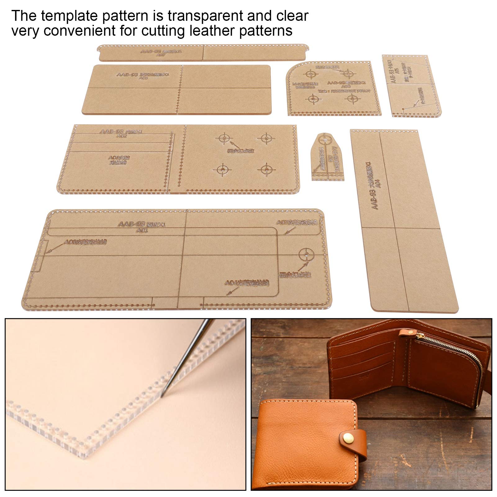 Premium Leather Wallet Template Set - Acrylic Stencil for DIY Leather Craft, Short Wallet & Purse Making - Perfect for Handmade Gifts, Leatherworking Projects & Craft Enthusiasts