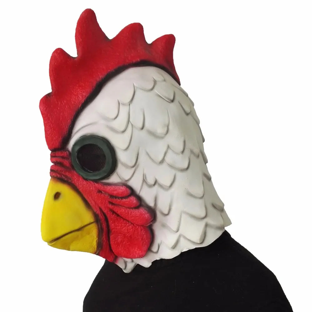 Scary White Latex Rooster Mask for Adults - Halloween Chicken Cockerel Costume Accessory, Funny Cosplay Party Mask for Halloween, Masquerade & Costume Events