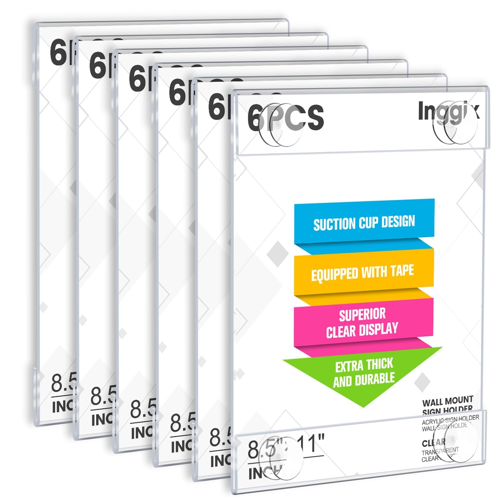 8.5x11 Inch Clear Acrylic Sign Holder - Wall Mount Display Stand for Advertising, Menus & Promotions | Perfect for Office, Restaurant, Mall & Retail Store Windows