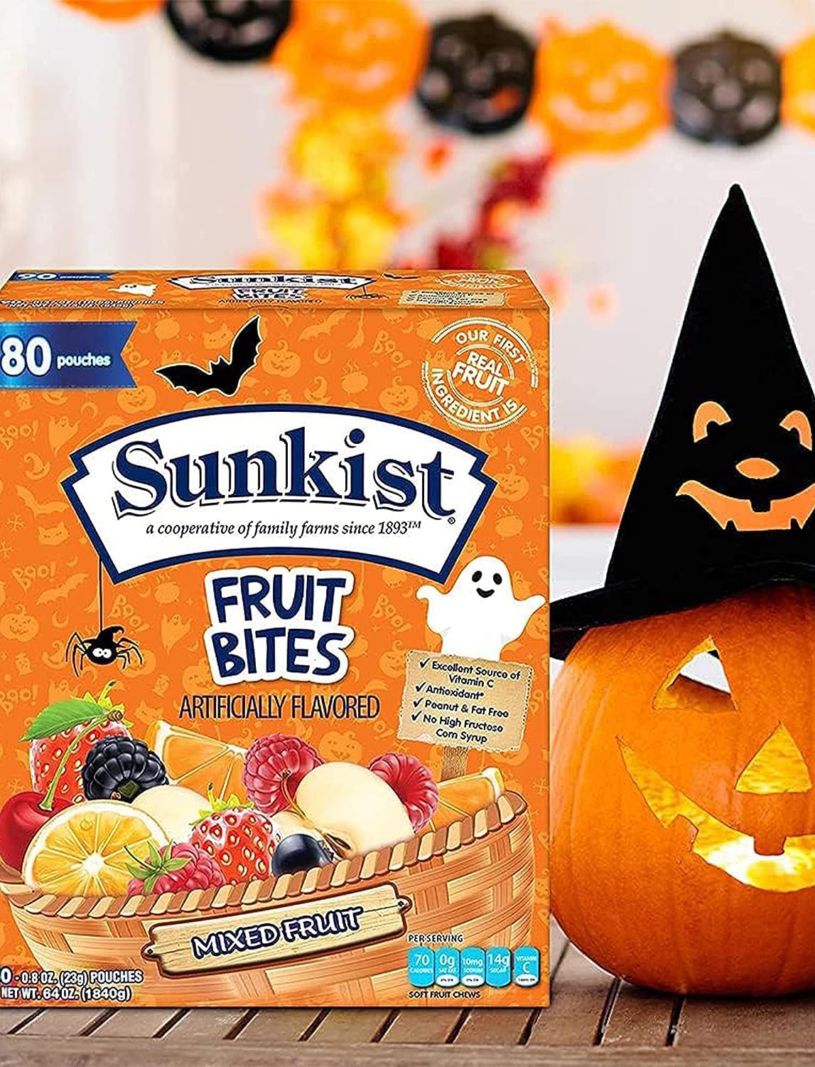 Halloween Fruit Snacks - Mixed Variety Bulk Pack (80 Count, 0.8 oz Single Serve Pouches) | Healthy Treats for Office, School, Parties & Gifts | Perfect for Halloween Baskets, Classroom Rewards & Care Packages