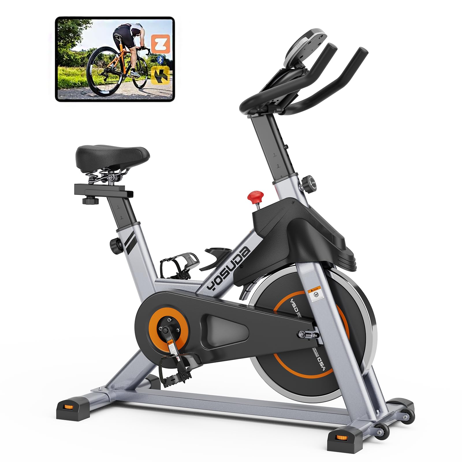 YOSUDA Magnetic Resistance Indoor Cycling Bike with Tablet Holder & Comfortable Seat Cushion - Home Gym Exercise Bike for Cardio Workout & Fitness Training