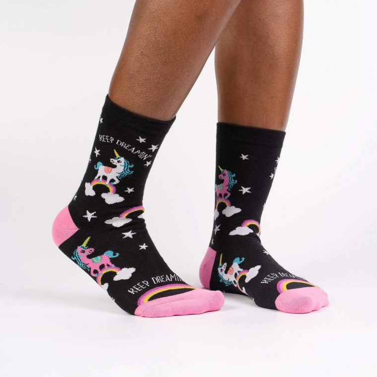 Dreamy Women's Crew Socks - Fun & Comfortable Cotton Socks for Everyday Wear | Perfect for Work, Yoga & Lounge