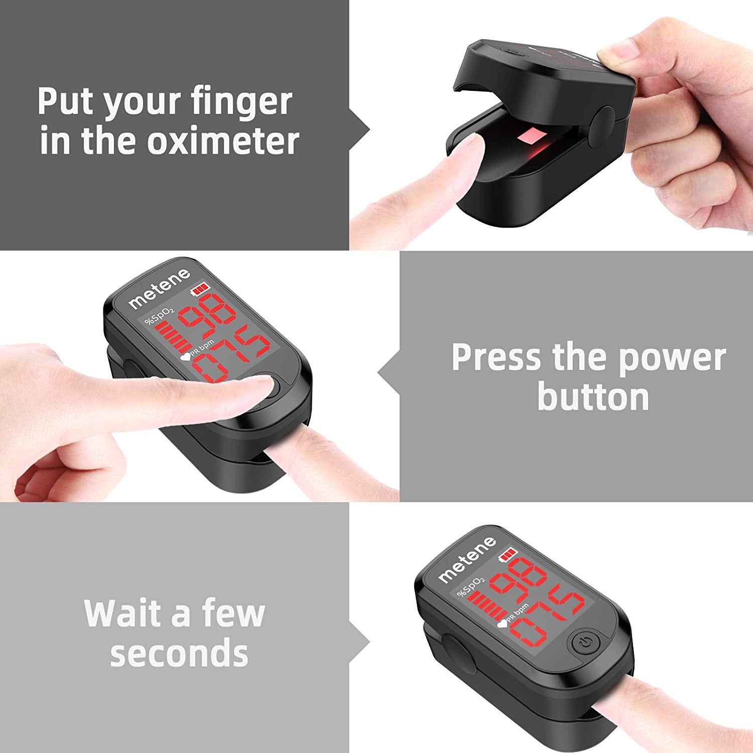 Pulse Oximeter Fingertip - Accurate Blood Oxygen Saturation & Heart Rate Monitor with LCD Display - Portable Spo2 Meter for Adults & Kids - Includes 2 Batteries & Lanyard (Matte Black) - Ideal for Home Use, Travel, Sports & Health Monitoring