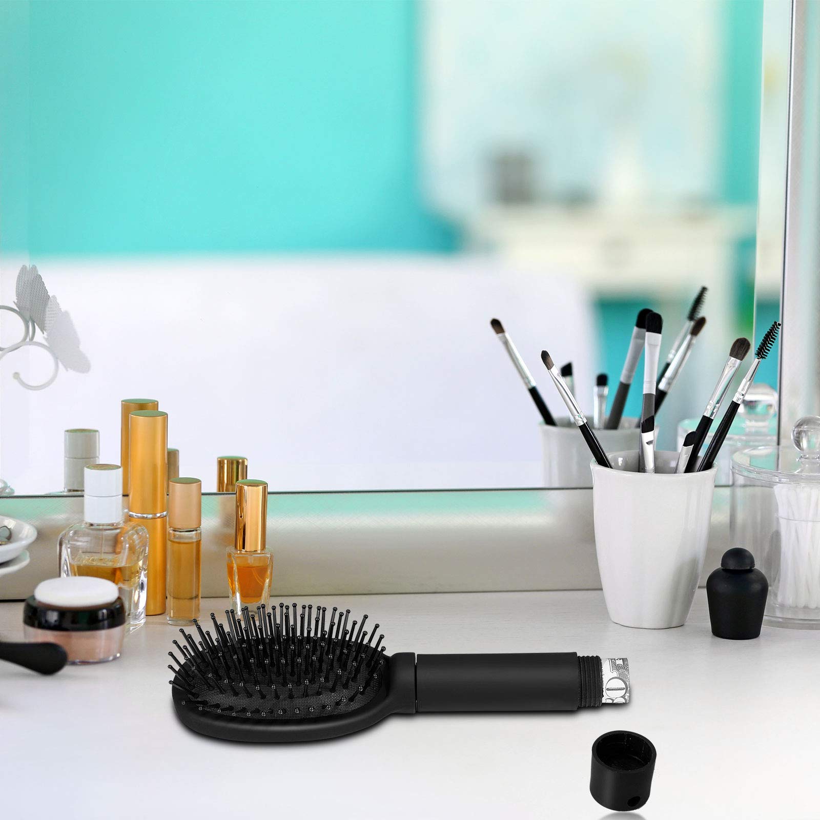 **Discreet Diversion Safe Hair Brush - Hidden Money & Jewelry Storage for Travel, Home Security - Cash, Keys, Valuables Holder - Perfect Gift (Black)**    *Ideal for travel safety, home security, or emergency cash storage – keeps valuables hidden in plain sight!*