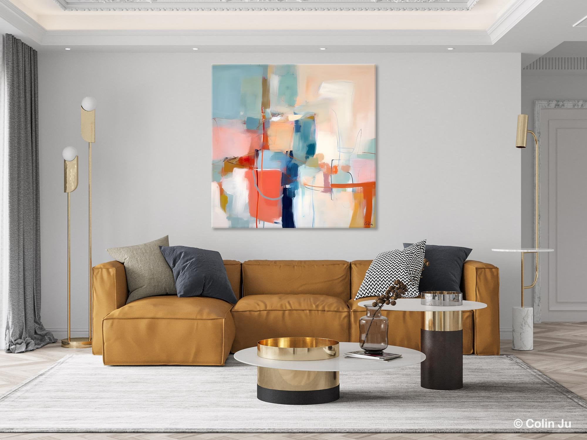 Large Abstract Canvas Paintings for Bedroom - Modern Acrylic Wall Art Decor | Contemporary Original Artwork for Living Room & Office