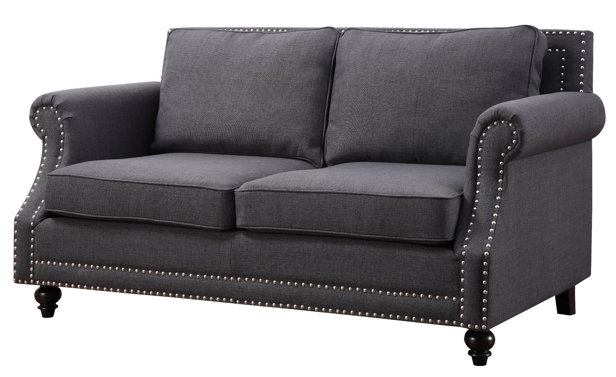 TOV Furniture Camden Linen Loveseat Sofa - Grey Modern Small Couch for Living Room, Apartment, Lounge & Office | Comfortable Two-Seater with Linen Upholstery