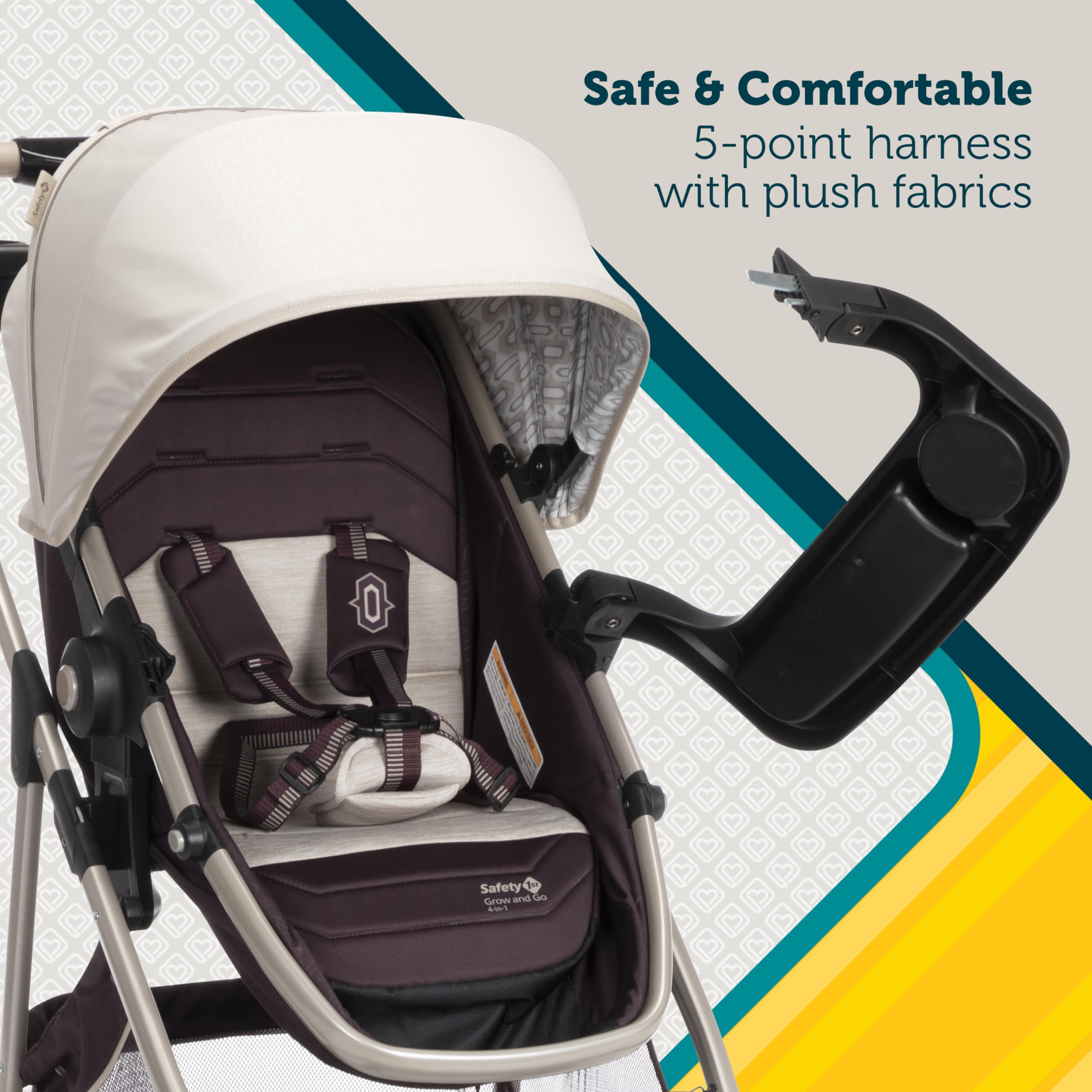 Safety 1st Deluxe Grow and Go Travel System - 8-in-1 Convertible Stroller & Car Seat Combo for Infants 4-30 lbs | Lightweight, Adjustable & Easy Fold | Perfect for Travel, Shopping & Daily Outings with Baby