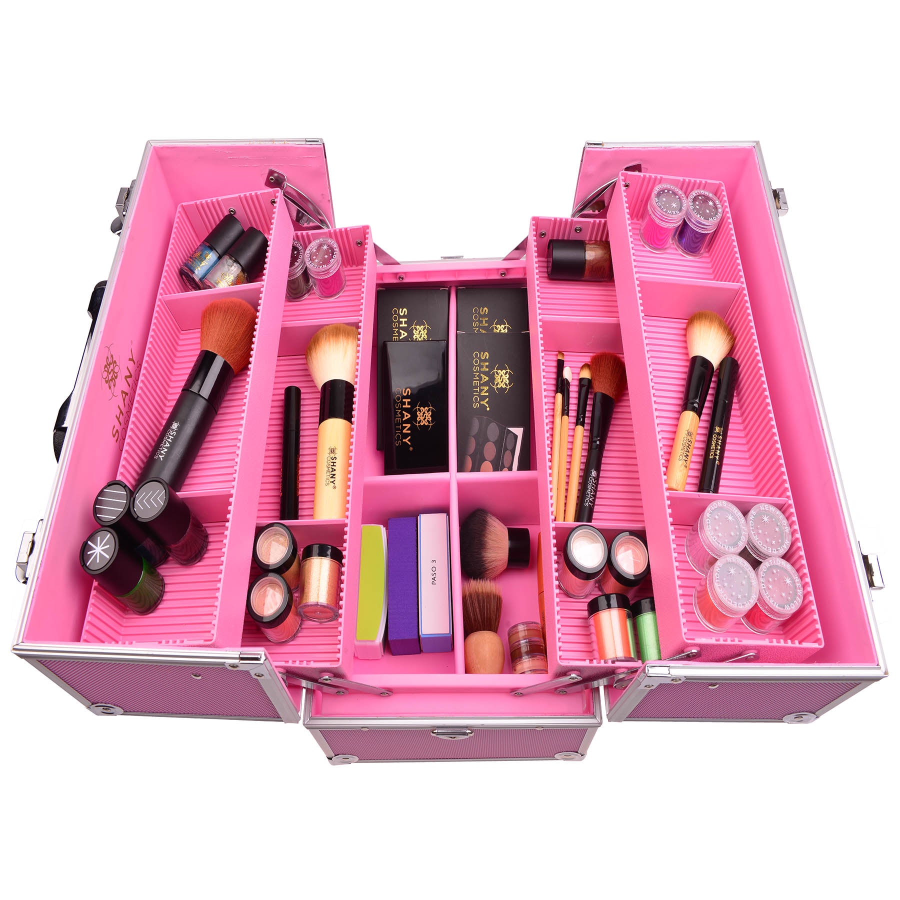 Professional Makeup Train Case with Shoulder Strap & Secure Locks - Portable Cosmetic Organizer for Travel, Salon, and Makeup Artists