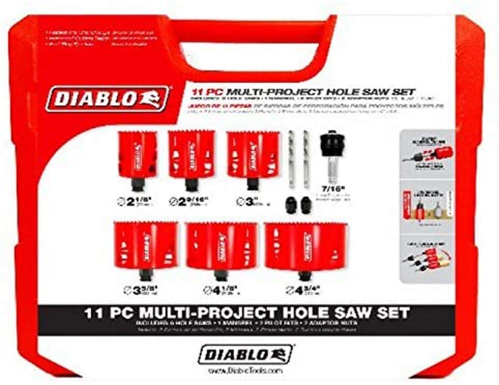 11-Piece Bi-Metal General Purpose Hole Saw Set - Perfect for Wood, Metal & Plastic Cutting (Drilling, Construction, DIY Projects)
