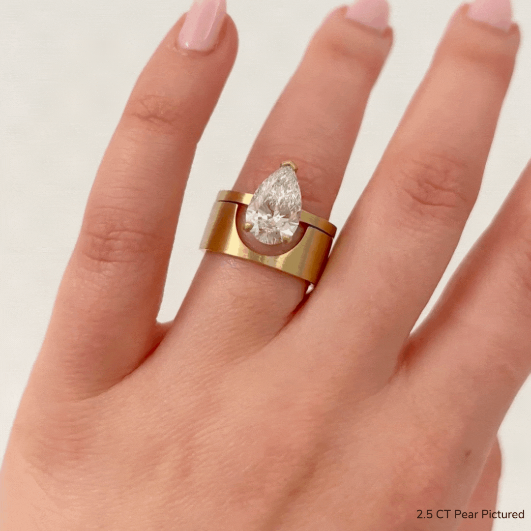 Vintage Mid Century Kahn Pear Ring with Cigar Band - Elegant Statement Jewelry for Women, Perfect for Weddings, Parties and Special Occasions