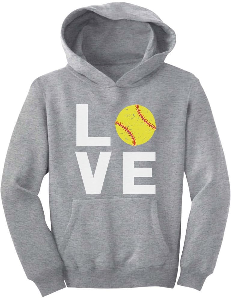 Tstars Love Softball Hoodie for Kids Girls - Cute Baseball Sweatshirt Gift for Softball Players & Fans - Perfect for Games, Practice & Team Spirit