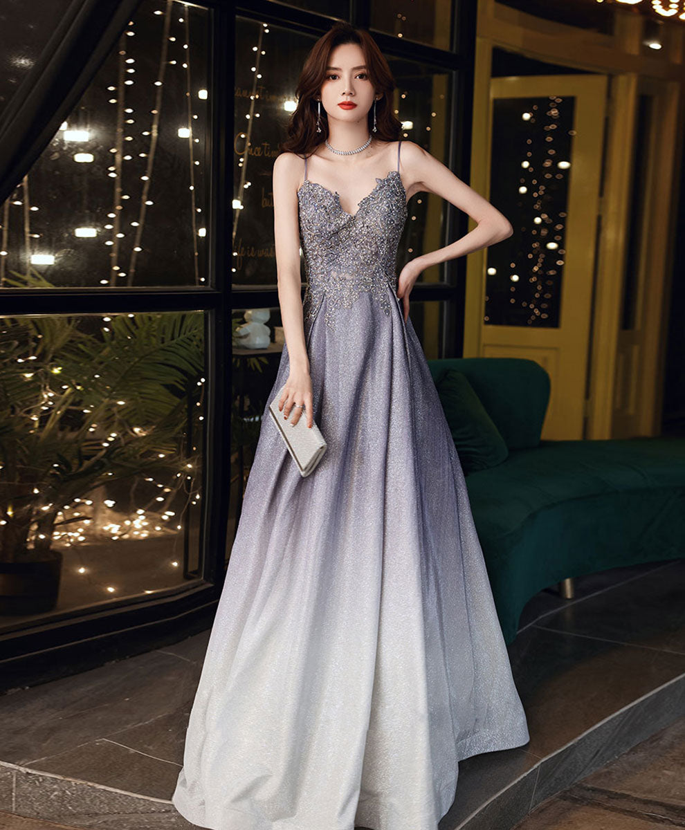 Elegant A-Line Lace Sequin Prom Dress with Gradient Color - Floor Length Formal Gown for Homecoming, Ball, Wedding Party & Special Occasions