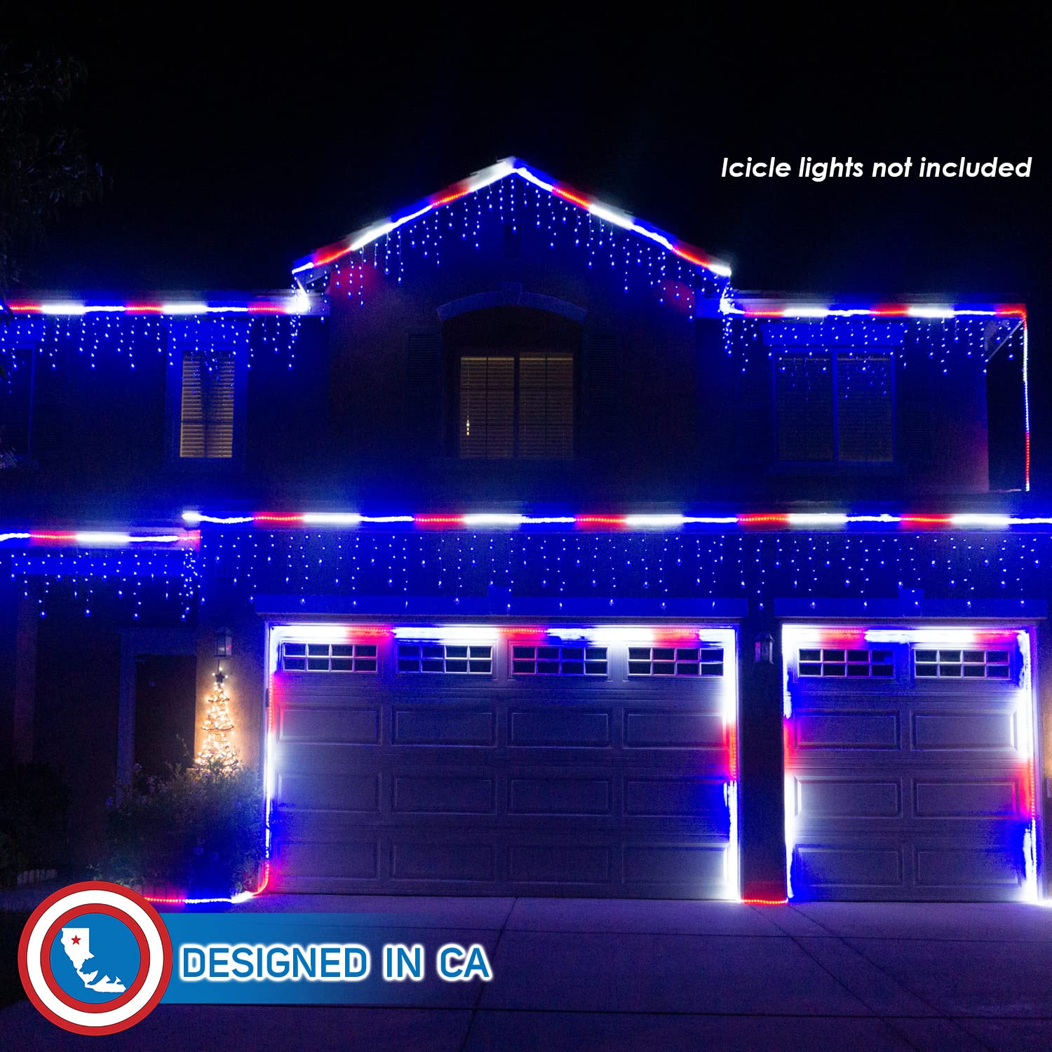 Patriotic LED Rope Lights 100ft - Red White Blue Outdoor Decor for 4th of July & Memorial Day - Perfect for Patio & Deck Lighting