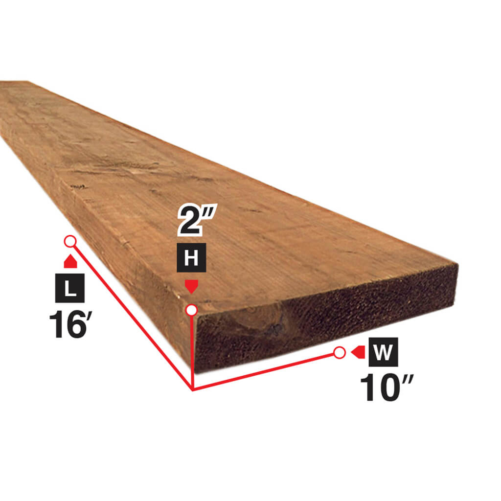 2x10x16 Pressure Treated Brown Lumber - Outdoor Decking, Fencing & Construction Lumber for Patio, Garden & Home Projects