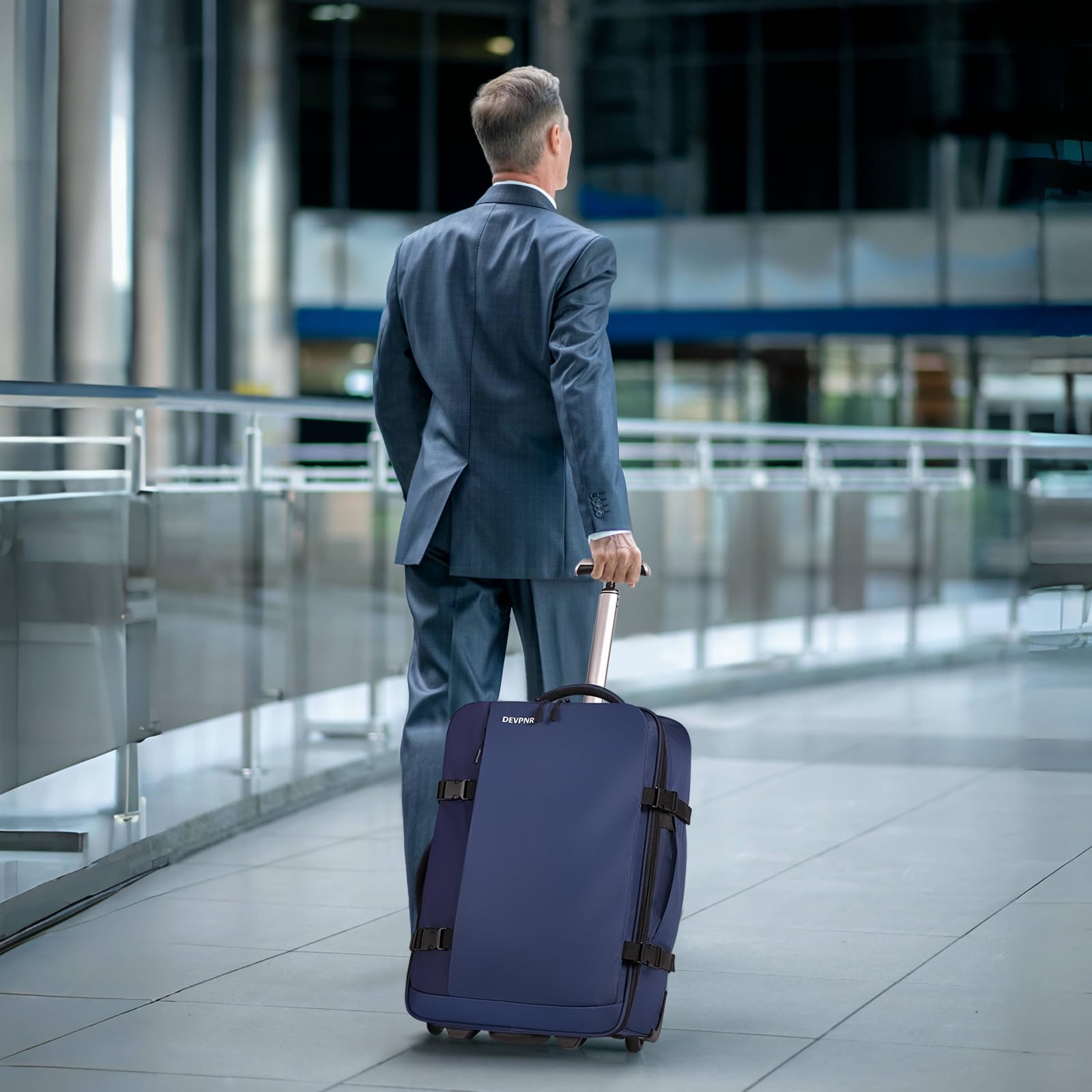 Rolling Backpack for Women & Men - 40L Wheeled Carry On Luggage with Laptop Compartment - Airline Approved Travel Backpack for Business Trips & Overnight Stays - Fits 17 Inch Laptop (Blue) | Perfect for Commuting, Business Travel & Weekend Getaways
