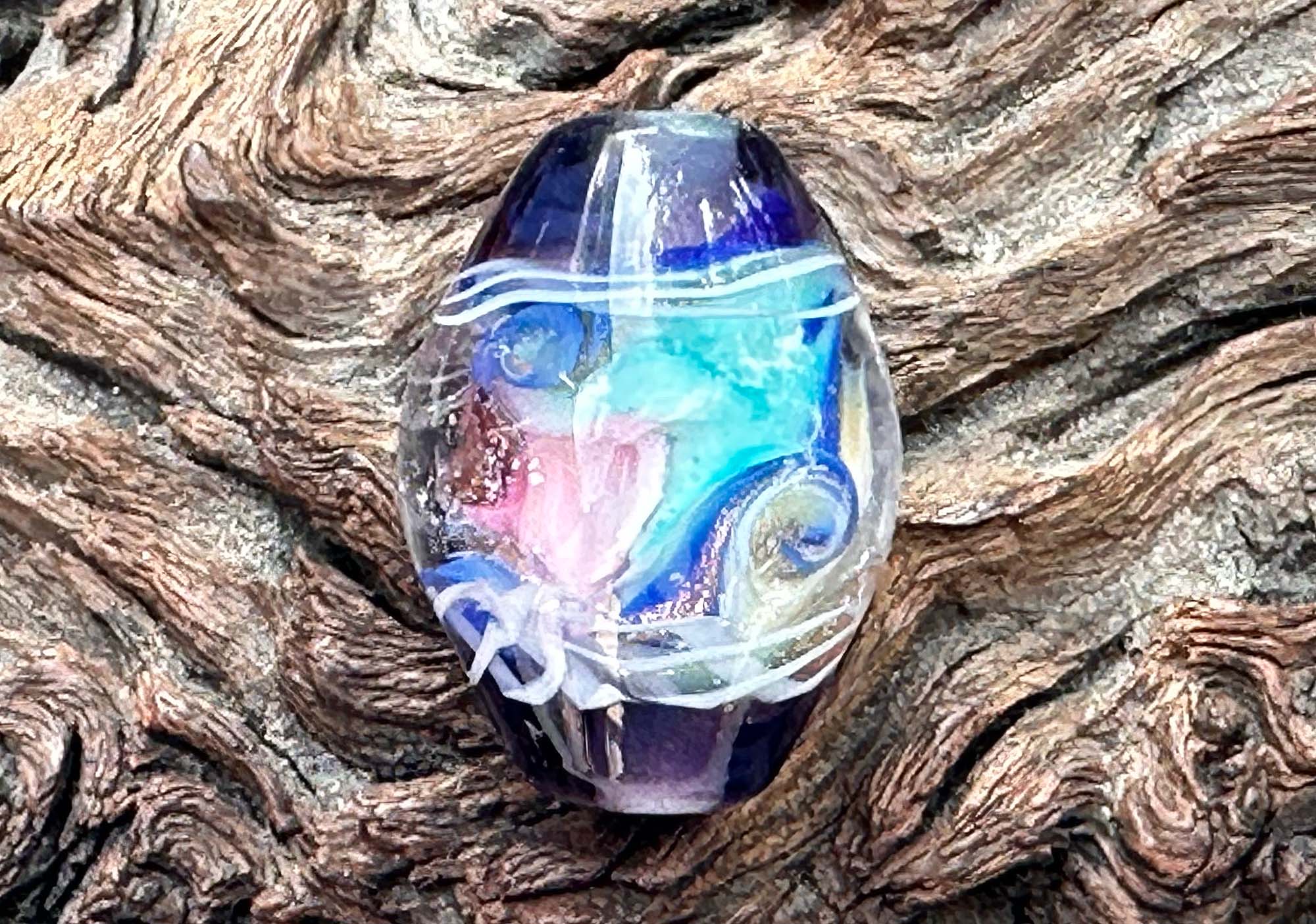 Handmade Sunset Swirls Lampwork Glass Focal Bead for Jewelry Making - Perfect for Necklaces, Bracelets, and DIY Craft Projects