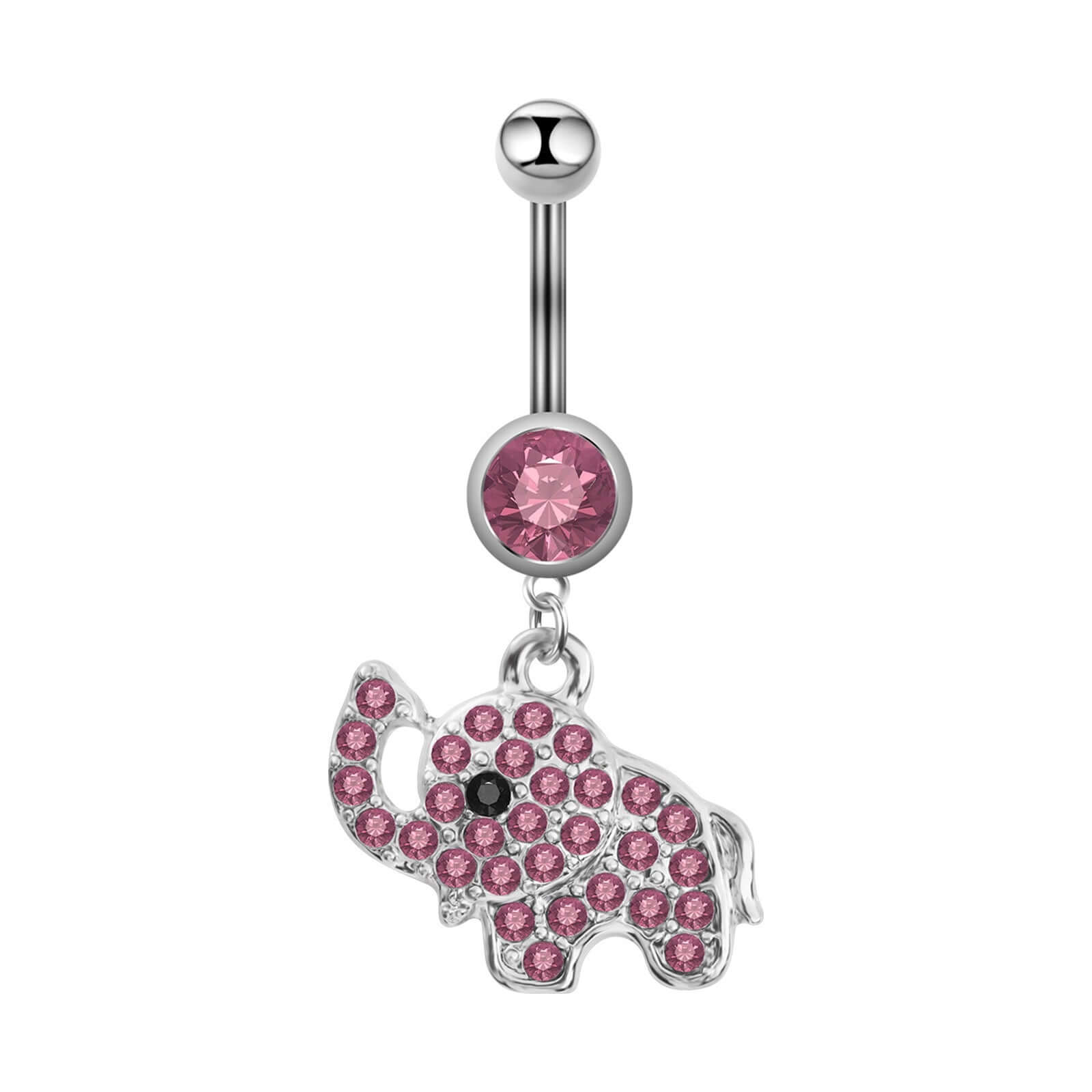 Elephant Top Mount Navel Ring - Stainless Steel Belly Button Piercing Jewelry | SX0801 | Perfect for Belly Dance, Beach Wear & Body Jewelry Fashion