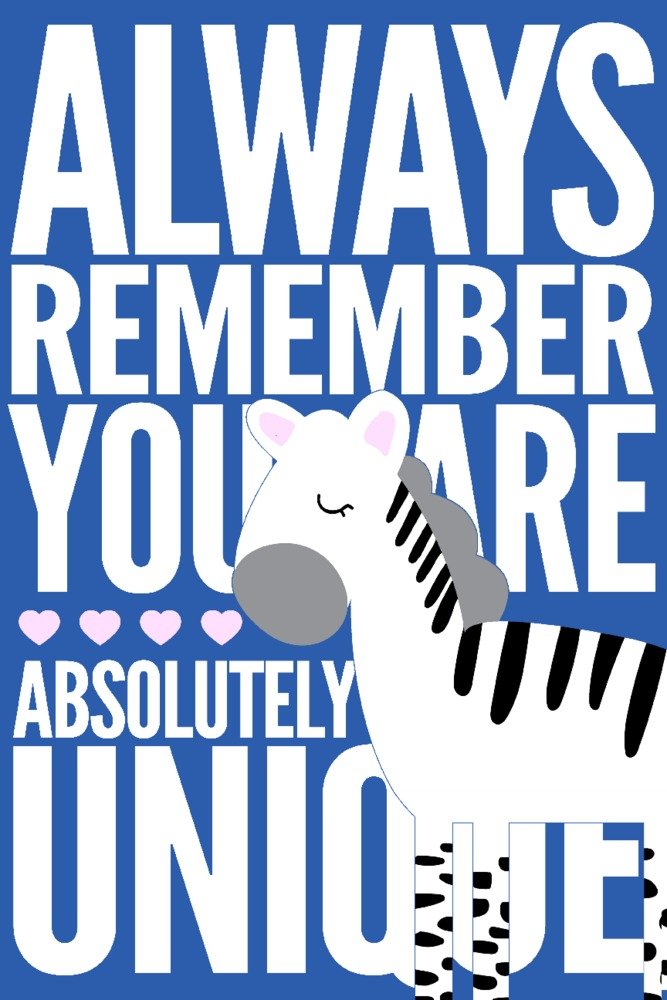 Zebra Blue Infant Sentiment Unique 24x36 Signed Art Print - Master Wall Decor Poster for Nursery, Kids Room & Home Decor