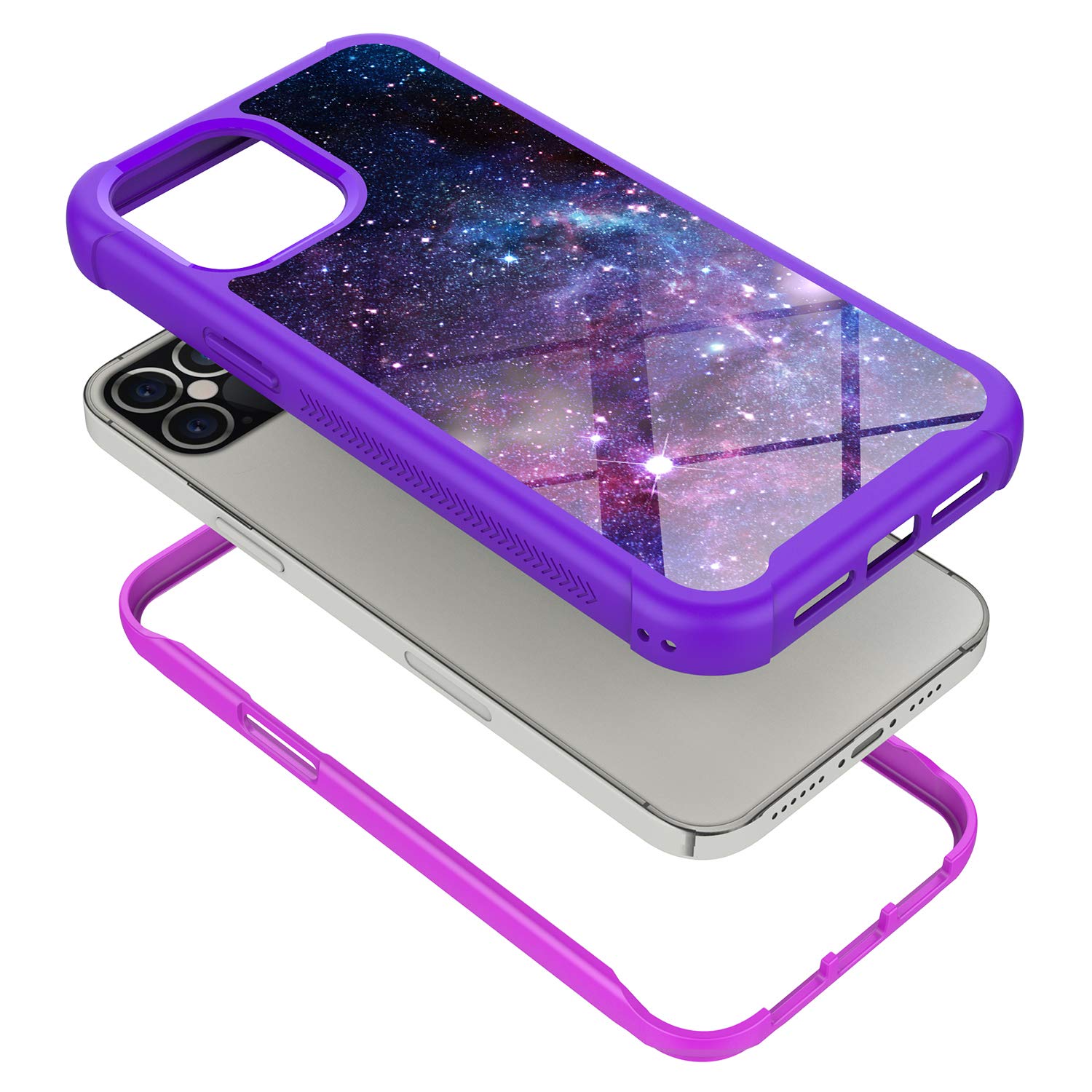 iPhone 12 Pro Max Case 6.7 Inch - Rosebono Hybrid IMD Design, Anti-Scratch Fashion Silicone Cover with Cute Colorful Graphic (Stardust) - Perfect for Daily Protection & Style Enhancement