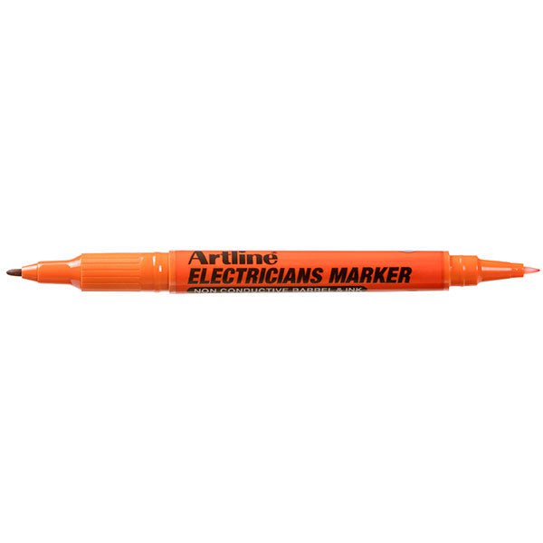 Artline Electricians Permanent Marker Bullet Tip Orange - 12 Pack - Industrial Strength, Waterproof & Fade-Resistant - Ideal for Electrical Wiring, Construction & DIY Projects