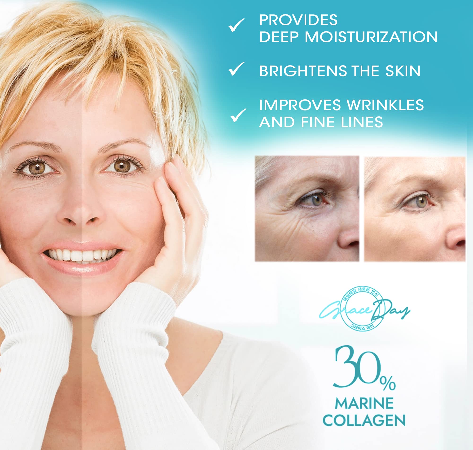 Premium Marine Collagen Anti-Aging Face Cream with Peptides & Hyaluronic Acid - Deep Hydration Day & Night Moisturizer for Wrinkles & Fine Lines - Antioxidant-Rich Korean Skincare (3.4 oz) - Perfect for Dry Skin & Mature Skin Care Routine