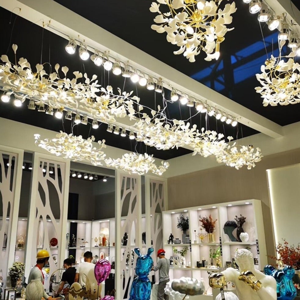 Elegant Leaf Chandelier - Modern Crystal Ceiling Light Fixture for Dining Room, Living Room & Bedroom | Perfect for Home Decor, Wedding & Interior Design