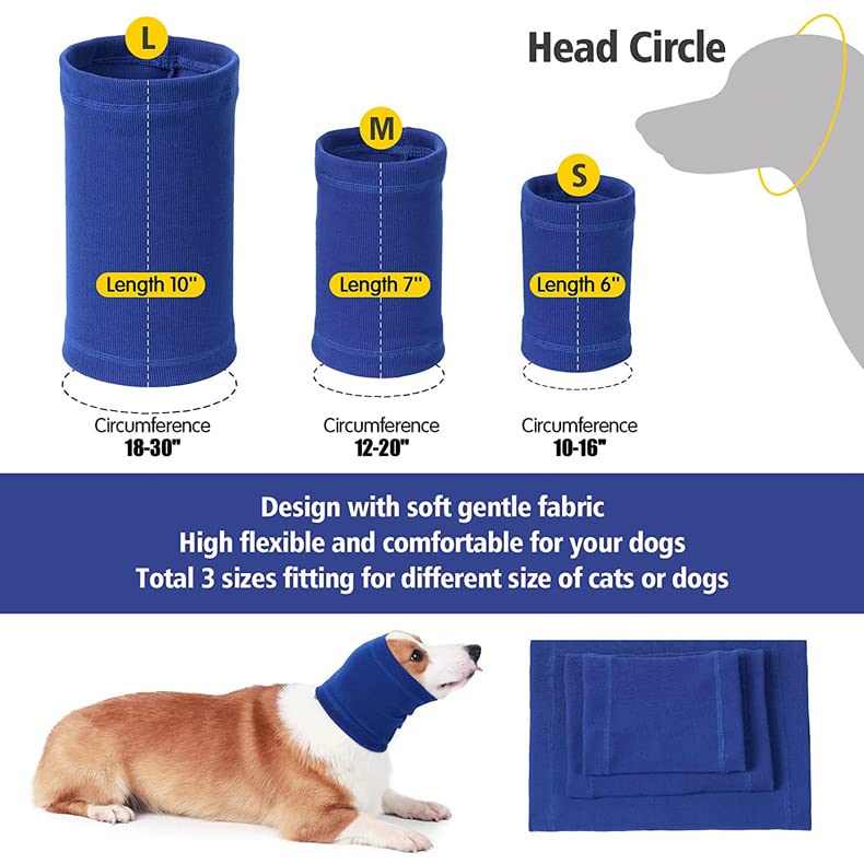 Noise Cancelling Dog Ear Covers & Neck Protector - Soft Pet Snood Wrap for Grooming, Anxiety Relief & Travel - Purple (Perfect for Grooming, Fireworks & Vet Visits)