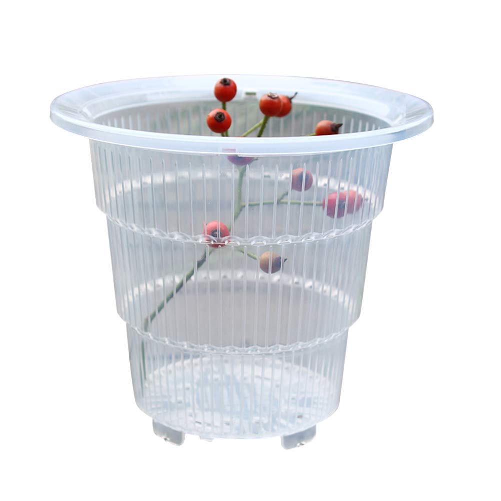 HONUTIGE 5 Inch Clear Plastic Orchid Pot - Transparent Flower Plant Pot for Orchids, Succulents & Houseplants (1 Pack) - Perfect for Indoor Gardening, Home Decor & Office Plants
