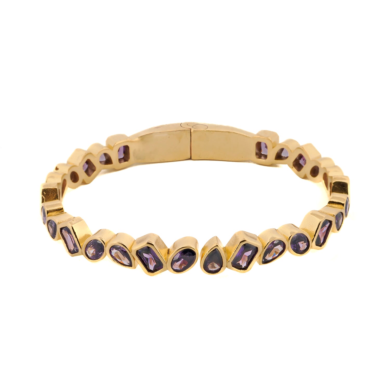 Amethyst & Gold Majestic Bangle Bracelet for Women - Elegant Jewelry Gift for Birthday, Anniversary & Special Occasions