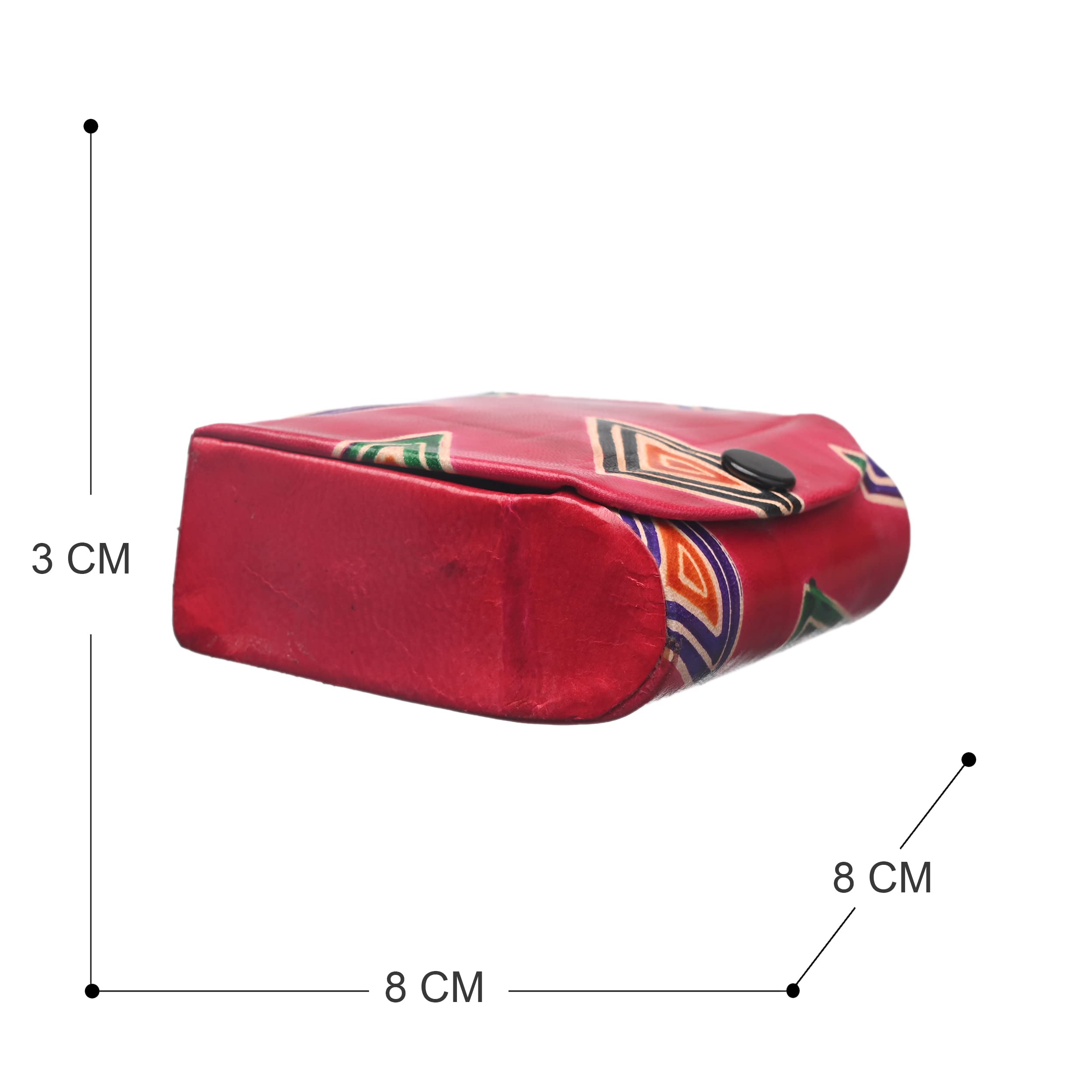 Premium Leather Lipstick Case with Mirror - Traditional Geometric Design Jewelry Holder Box for 2 Lipsticks - Perfect for Handbags & Crossbody Bags (Red) - Ideal Gift for Women, Travel & Daily Makeup Organization