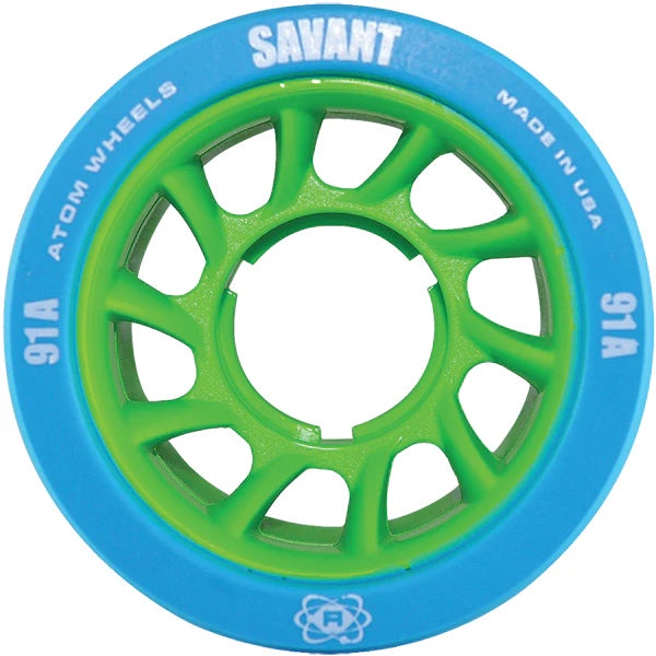**Atom Savant Wheels 91A - Pack of 4 High-Performance Skateboard Wheels for Smooth Cruising & Street Skating**