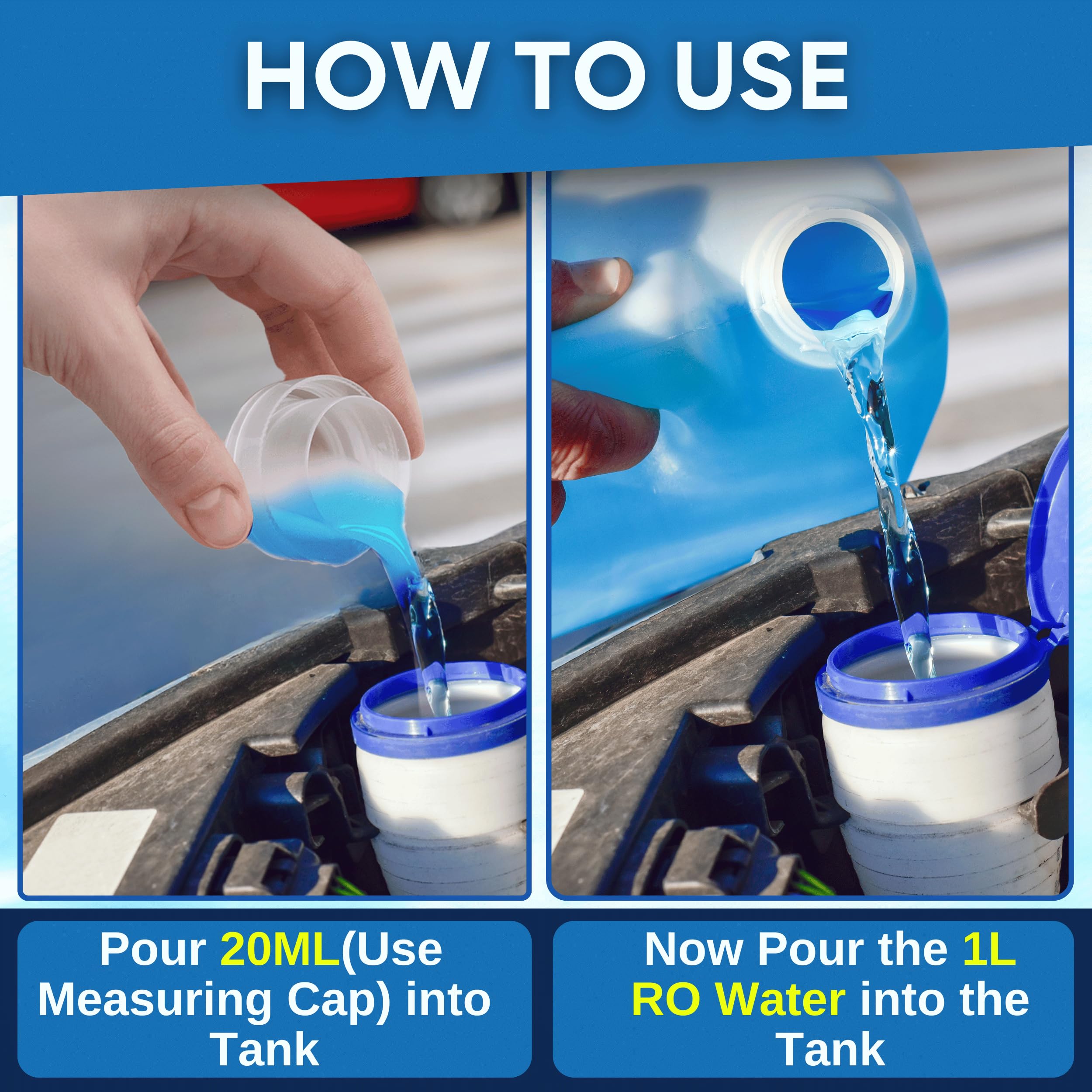 Groommm Concentrated Windshield Washer Fluid for Cars - 250ml (Dilutes to 1L) | Streak-Free Car Glass Cleaner for Crystal Clear Visibility | All-Weather Wiper Fluid for Safe Driving in Rain, Snow & Dust