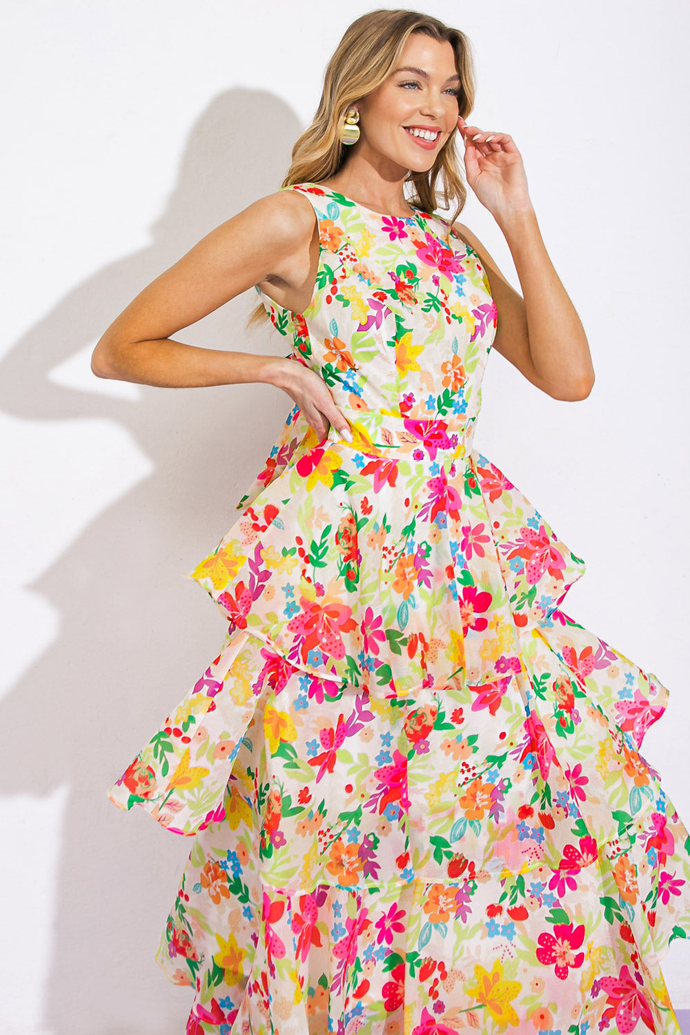 DAISY DAYS Floral Tiered Maxi Dress for Women - Summer Boho Beach Dress for Vacation, Party & Casual Wear