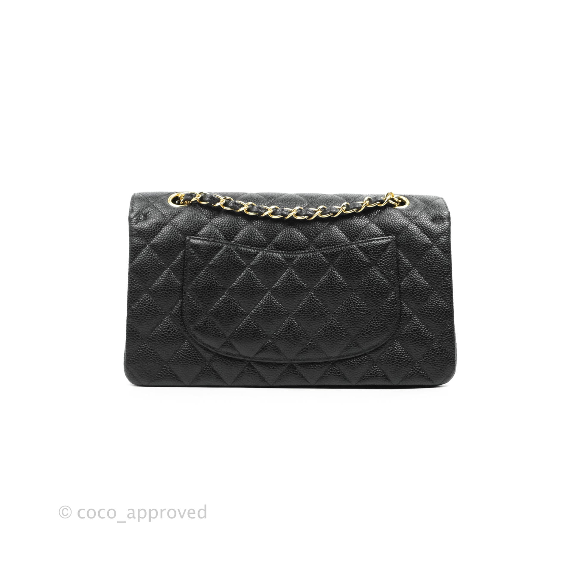 Chanel Classic M/L Medium Double Flap Bag in Black Caviar Leather with 24K Gold Hardware - Luxury Handbag for Women, Perfect for Evening Events & Special Occasions