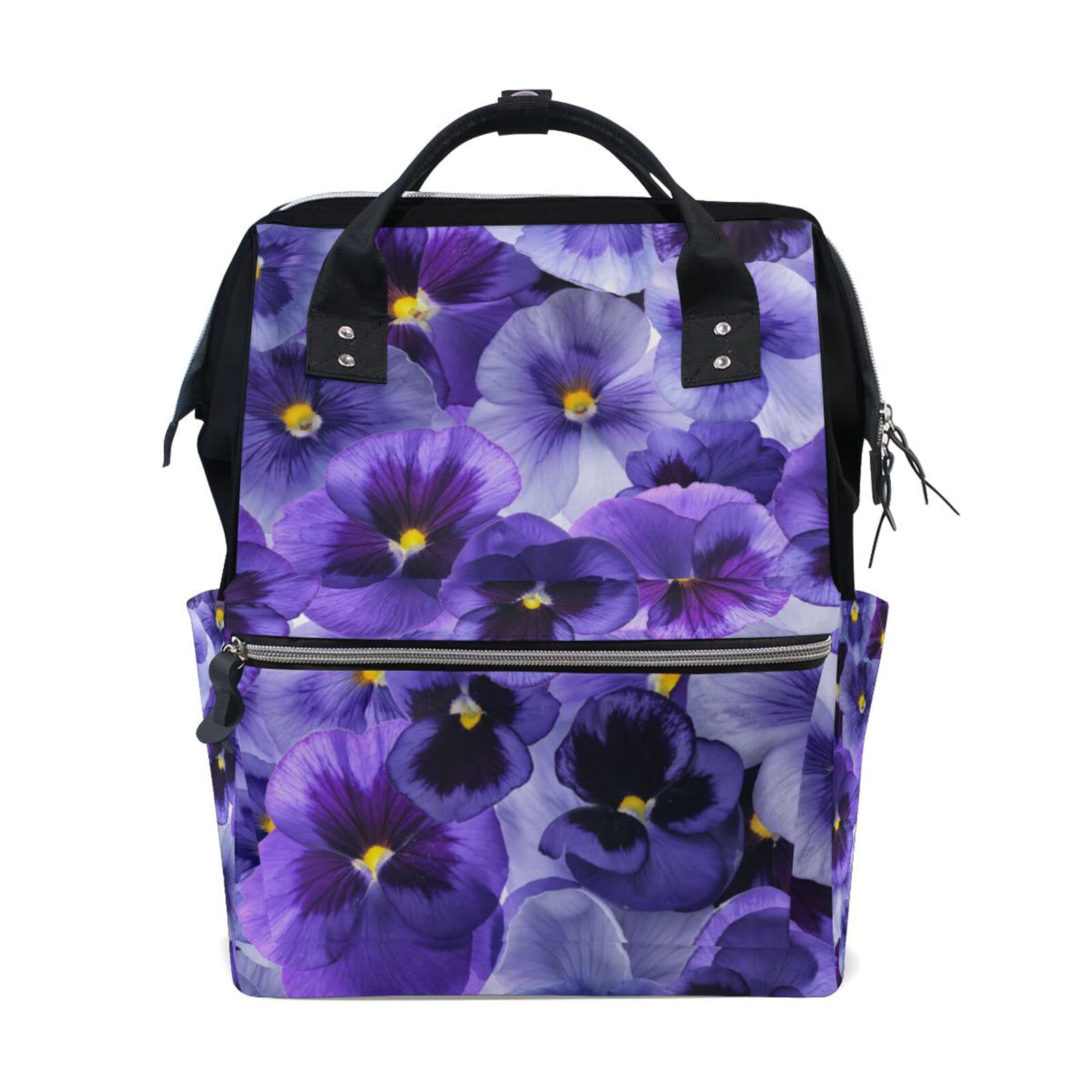 **Large Capacity Purple Floral Diaper Backpack - Multifunctional Travel Baby Bag for Moms & Dads | Perfect for Daycare, Outings & Baby Registry Gifts**