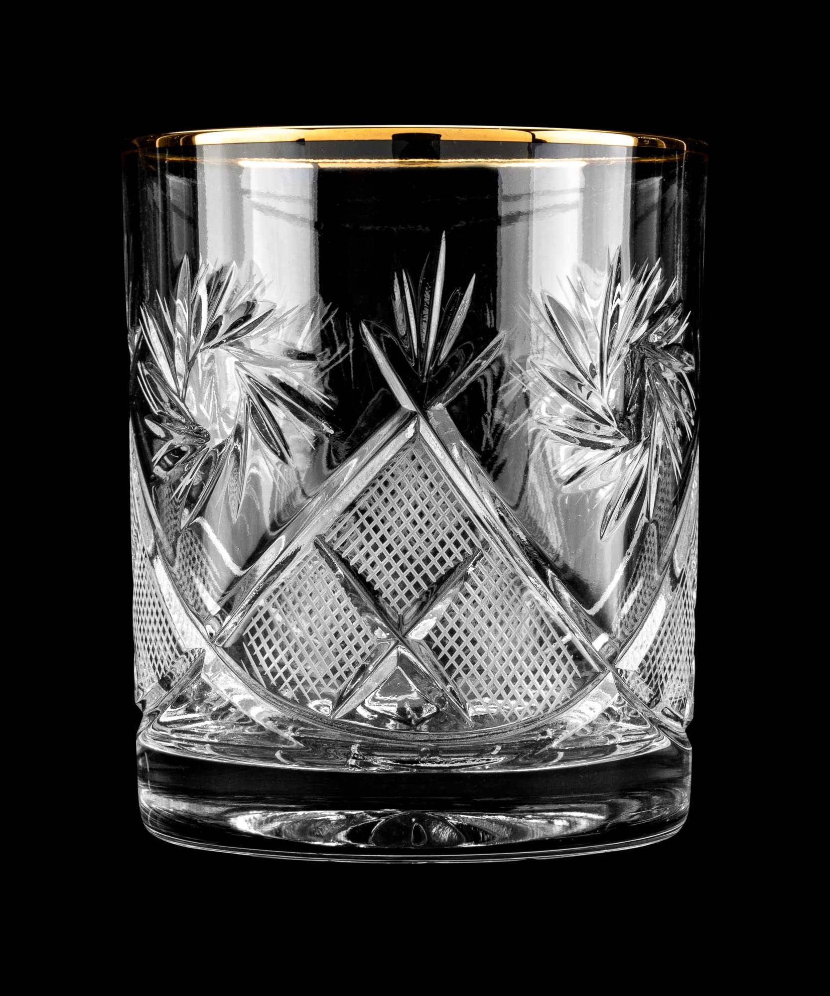 Premium Set of 6 Handcrafted Vintage Crystal Whiskey Glasses - Scotch, Bourbon & Old Fashioned Drinking Glasses with 24K Gold Rim & Weighted Bottom - Perfect for Home Bar, Gifts & Cocktail Parties
