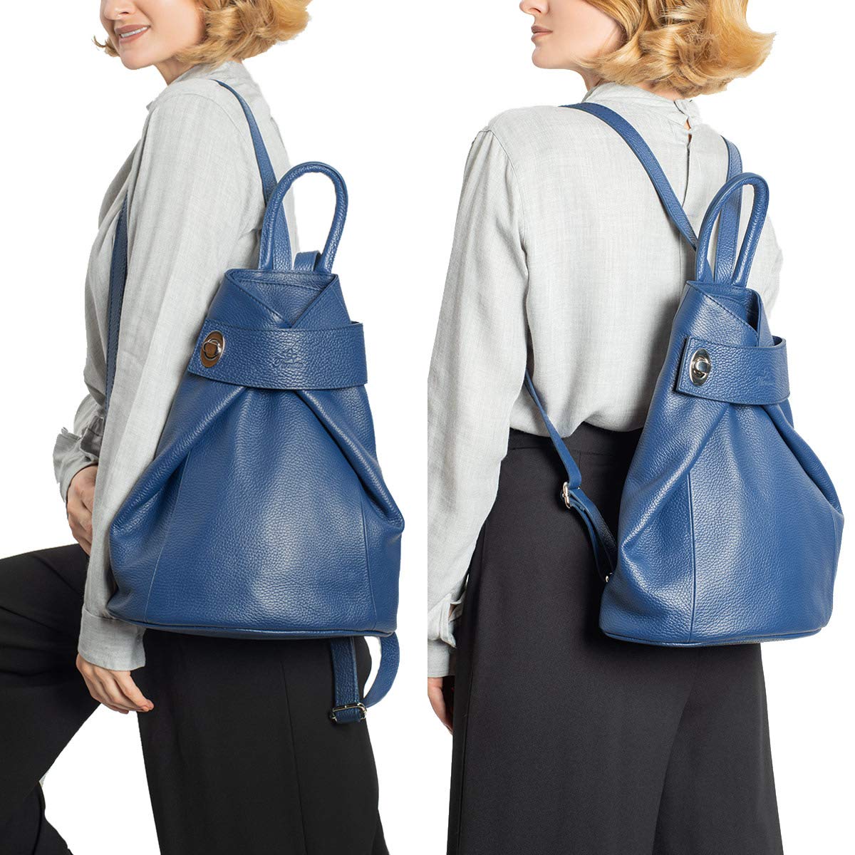 Italian Genuine Leather Ostrich Pattern Tote Bag for Women - Dual Handles, Adjustable Shoulder Strap, Convertible Backpack - Perfect for Work, Travel & Everyday Use