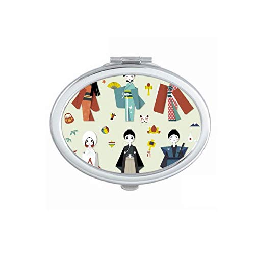 DIYthinker Traditional Japanese Style Hand Mirror - Portable Folding Double-Sided Makeup Mirror with Local Girl Design | Perfect for Travel, Home Vanity & Gift Giving
